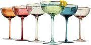 Vintage Art Deco Coupe for Champagne, Martini, Cocktails | Set of 6 | 7 oz Classic Cocktail Glassware - Manhattan, Cosmopolitan, Sidecar, Crystal Speakeasy Style Saucer Goblets with Stems (Muted)
