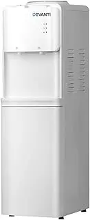 Devanti Water Dispenser Top Loading Cooler for Office Home Living Room Indoor, Mains Bottle Container Stand Cold Hot Dual Tap Filter, Freestanding White 2 Temperature Settings
