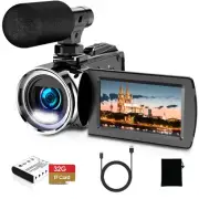 Video Camera 4K Camcorder 36MP Vlogging Camera for YouTube 3" IPS Screen 18X ...