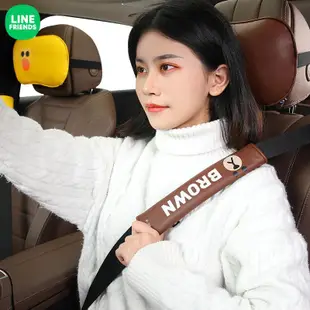 LINE FRIENDS 熊大 汽車頭枕腰靠車用靠枕護頸枕車載座椅頸椎枕頭