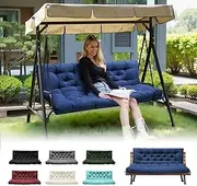 DANGHOOGY Porch Swing Cushions, Waterproof Outdoor Swing Cushions for Patio Furniture with Backresk, 2-3 Seater Thickened Patio Swing Replacement Cushion 60×40" (Blue)