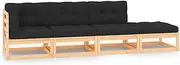 Generic 4 Piece Garden Lounge Set with Cushions Solid Pinewood,3083774