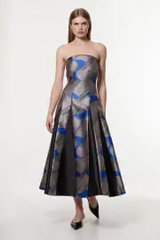 Amelia Graham Petite Printed Tailored Bandeau Prom Dress