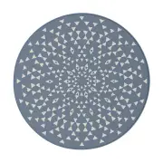 White And Blue Round Rug 120Cm Round