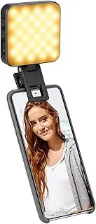 Portable LED Light, C49 LED Video Light for Smartphone, Selfie Light with Phone, 85 Beads CRI 95+ 2500-6500K 3 Levels Brightness, Built in Battery, Type C Charging