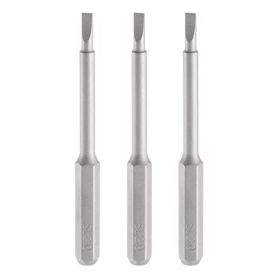 3pcs SL2.0 Magnetic Slotted Screwdriver Bit 5/32" Hex Shank 45mm Length S2 Steel
