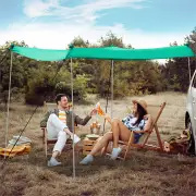 Costway2-Size Beach Sunshade Canopy with Sandbags &amp; Carry Bag for Beach, Trip-Green-300 x 280 x 200 cm