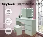 120CM WHITE MAKE-UP LED MIRROR TABLE WITH 4 DRAWERS & PULLOUT CHAIR KL-DS04