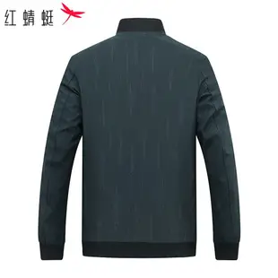 紅蜻蜓高端夾克男士春秋棒球服黑色上衣服潮牌帥氣中年休閑外套男