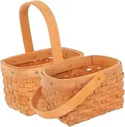 2pcs Mini Wooden Woven Baskets for Party Favors Candy Storage Home Decor Small Flower Baskets for Weddings Miniature Gardens Construction