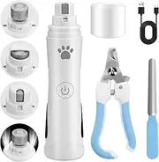 SlowTon 3PCS Dog Nail Grinder with Clipper File - 3-Speed Dog Nail Trimmers with 2 LED Lights and 3 Grinding Wheels - Quiet Rechargeable Pet Nail Clippers Kit for Small Large Medium Dogs Cats Animal