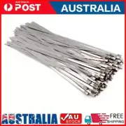 100PCS 4.6x300mm Stainless Steel Exhaust Wrap Coated Locking Cable Zip Ties