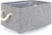 Closet Storage Bins,Small Laundry Baskets,Linen Foldable Storage Baskets with Handles for Clothes Toys Home Office Storage(Grey)