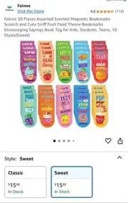 36 Pcs Scratch and Sniff Bookmarks Fruit Scented Bookmarks for Students Teens