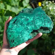 3LB 7.5in XL Natural Malachite Crystal Slab, Congo