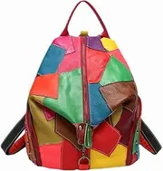 [Eysee] Women's Leather Backpack Handbag Cowhide Leather Daypack Collage Gradient 2020