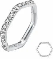 [Yrogcu] 20G 18G 16G 14G Single/Double Hoop Stainless-Steel Seamless-Hinged-Piercing Segment-Clicker Nose-Ring-Hoop : Diameter 6mm 8mm 10mm 12mm Cartilage Earrings
