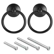 2Pcs Round Ring Pulls Drawers Knobs Black for Dresser Cupboard Wardrobe