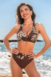 Cupshe Desert Bloom Bikini Set - Chocolate,S / L