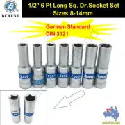 1/2" Sq. Drive Blue Stripe High Quality German Stand Long Socket Set 8-14mm