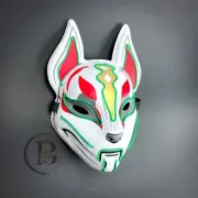 Light Up Kitsune Fox Mask Cosplay LED Halloween Costume Masquerade Mask [Green]