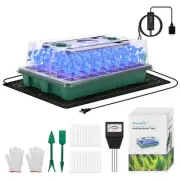 4-in-1 Seed Starter Tray with Grow Light &Heat Mat & Soil Meter Set,40-Cells ...