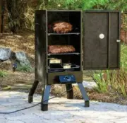 Masterbuilt Analog Electric Smoker In Black Removable Wood Chip Tray Side Handle