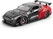 Scale Finished Model Car 1:24 Scale for Nissan GTR R35 Sports Car Metal Diecast Car Model Static Display Miniature Vehicle Die-cast Vehicle(Black)