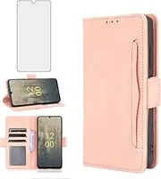 Asuwish Compatible with Nokia C31 Wallet Case and Tempered Glass Screen Protector Card Holder Stand Leather Flip Cell Accessories Phone Cover for NokiaC31 Women Men Rose Gold