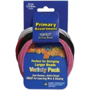 Pepperell Braiding Pony Bead Lacing Variety Pack 60'-Primary Colors PBL601
