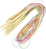 Knitting Needles Set, 18Pcs Circular Needle Bamboo for Knitting Scarves for Sweaters(120cm+Accessories Bag)