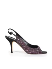 Purple Crystal Embellished Slingback Sandals