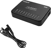 200W USB C Charging Station, LVSUN 10 Port Multi Device USB Charging Hub 9V 2A/12V 1.5A/15V 1.2A Wall Fast Charger for iPhone iPad Galaxy S10e/S10/S9/Plus Note 9/8 LG V40/V30+ and More, Black