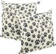 TOKIDNY Sofa Pillow Covers 2pcs Paw Print Linen Pillowcases Washable Home Decor Pillow Covers