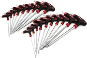 YUENTOEN 19Pcs T-Handle Allen Wrench Set, Metric Long Arm Ball End Hex Key Wrench Set, T10-T50 Hex H2-H10 Ball End Wrench Set, Star Spanner Set for Auto Bike Repair Tool