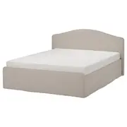 RAMNEFJÄLL upholstered bed frame, Kilanda light beige, Double