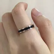 Stainless Steel Ring E446 - Silver & Black - 6