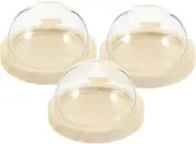 3pcs Mini Preserved Flower Cover Base Design Charcuterie Decorative Globe Clear Case for Decoration Prism Kit Miniatures Railing Indoor Lights Sphere Wheel Display Case Home Wooden