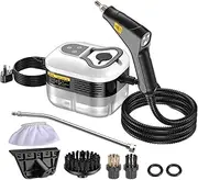 2500W 4.5Bar Cordless Pressure Washer Steam Cleaner Handheld Steam Mops with 1.2L Tank, 6 Speeds, 105°C High Temperature Steam, 4 Heads, for Car Carpets Floor Cleaning Black and White