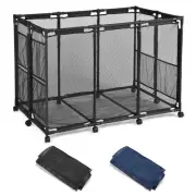 Yescom Rolling Mesh Pool Storage Bin With Blue Mesh Cover Net Replacement Combo