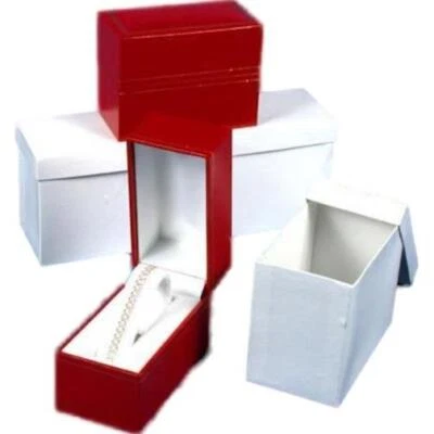 3 Bracelet Watch Boxes Red Faux Leather Display Case