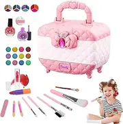 Kids Makeup Kit for Girl | Kids Makeup Set with Princess Cosmetic Case,Toddler Makeup Case Set No Burden on The Skin, Kids Pink Makeup Ages 3 4 5 6 7 8 9 10 11 12, Full Make-up Set for Girls Jmedic