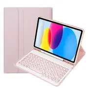2022 Ipad 10.9 Bluetooth Keyboard Leather Case With Pen Slot - Lambskin Texture