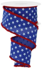 Patriotic Stars Ribbon with Snowdrift Edge, 2.5" x 10 Yards (Blue) - RGA853625