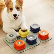 MEWOOFUN Dog Buttons for Communication Starter Pack Recordable Dog Talking Buttons Set Dog Training Speaking Buttons Dog Clicker with Mat & Stickers (6 Packs-Rubber Mat)