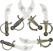 6 pcs Plastic Pirate Swords Set - Kids Pirate Cosplay Cutlass Supplies Pirate Toy Weapon for Dress-Up, Pretend Play, Party Favors, Halloween Costume Props