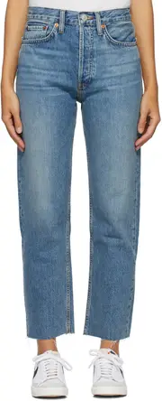 RE/DONE High Rise Stove Pipe Jeans 31,32 Blue