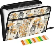 File Folder Expanding 13 Pockets A4 Letter Size with Zipper Closure for Office Supply Big Ben Grey Yellow para guardar