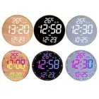 Digital Wall Clock, Date Display, Temperature Display Modern LED Alarm Clock for