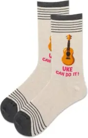 Hotsox Women's Uke Can Do It Socks 1 Pair, Natural Melange, Women's 9-11 Shoe